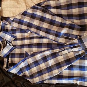 Blue button-up shirt